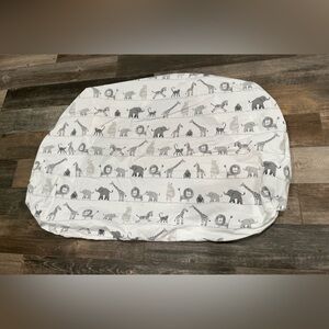 Pottery Barn Kids ~ Lawson Animals Lion Elephant Monkey Crib Sheet White & Gray